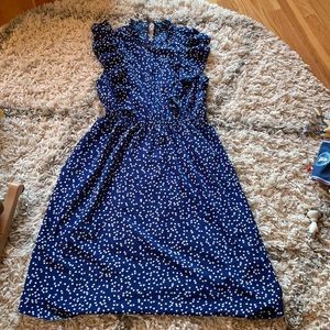Shein brand, blue with white hearts dress, size large, ruffled